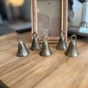 Antique Brass Bell Set of 5  22-16 India - Unique Home Decor. About 2” H